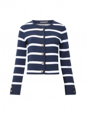  Stribet Strikket Coatigan Midnat/hvid | Dame French Connection Strikvarer