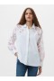 Cambria katoenen geborduurd overhemd met lange mouwen, linnenwit/bubblegum | Dames French Connection Tops