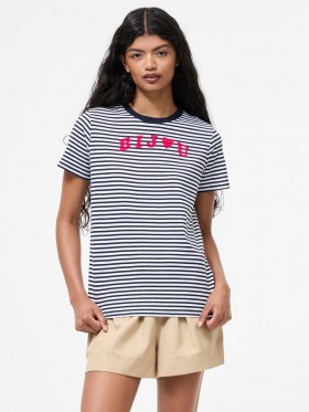  Bijou Stripe Graphic T-shirt Midnight/wit/fusc | Dames French Connection Tops