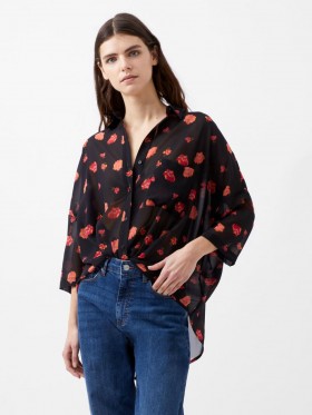 Ella Rose Twist Front Shirt Marine Multi | Dames French Connection Shirts