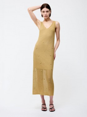  Bloemenapplicatie Metallic Midi-jurk Goud | Dames French Connection Jurken