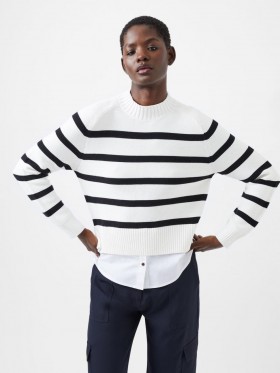  Lily Mozart Poplin Mix Top Winter Wit/maantjes | Dames French Connection Breiwerk