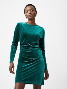 Viola Velvet Bodycon Minijurk met Lange Mouwen in Forest | Damesjurken van French Connection