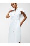  Robe midi ceinturée en coton Cambria, lin blanc | Robes French Connection pour femmes