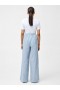  Pantalon large rayé en coton Cambria, lin blanc/bleu | Pantalon French Connection pour femme