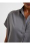  Chemise popover légère en crêpe recyclé, gris anthracite chaud | Hauts French Connection pour femmes