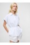  Chemise Era Poplin Twist Knot en lin blanc | Chemises French Connection pour femmes