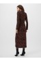  Robe Zaria à manches longues, imprimé abstrait texturé, noir/marron | Robes French Connection pour femmes