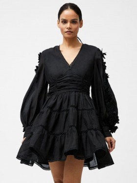  Robe courte Aubrey noire à bordure en dentelle 3D | Robes French Connection pour femmes