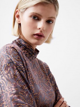 Haut à col roulé Becky Devore Bronze Multicolore | Chemisiers French Connection pour femmes