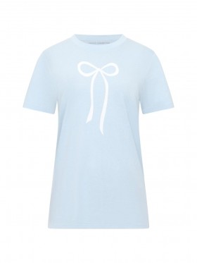 T-shirt à nœud papillon en cachemire bleu/blanc | Hauts French Connection pour femmes