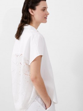  Chemise à manches courtes brodée Cele en lin blanc | Chemises French Connection pour femmes