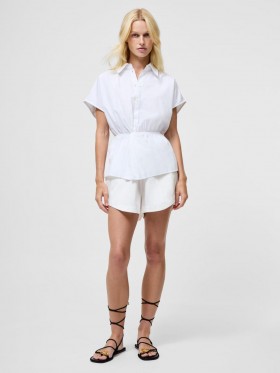  Chemise Era Poplin Twist Knot en lin blanc | Chemises French Connection pour femmes