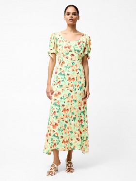  Robe midi Eve en crêpe à col rond, vert pomme multicolore | Robes French Connection pour femmes