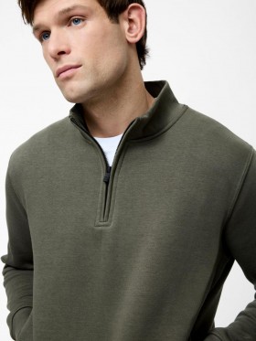  Sweat-shirt à col montant zippé vert olive | Vêtements en maille French Connection pour homme