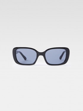  Lunettes de soleil rectangulaires noir brillant | Lunettes de soleil French Connection pour femmes