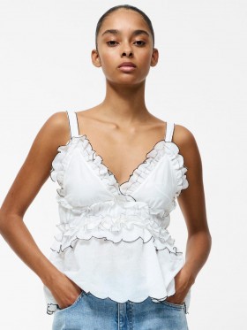 Chemisier Sandra en voile de coton et lin blanc/noir | Chemisiers French Connection pour femmes