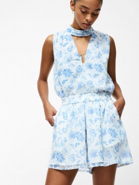 Short froissé Serenity Hallie crème/bleu | Short femme French Connection