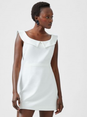  Robe courte d'été blanche à col montant | Robes French Connection pour femmes